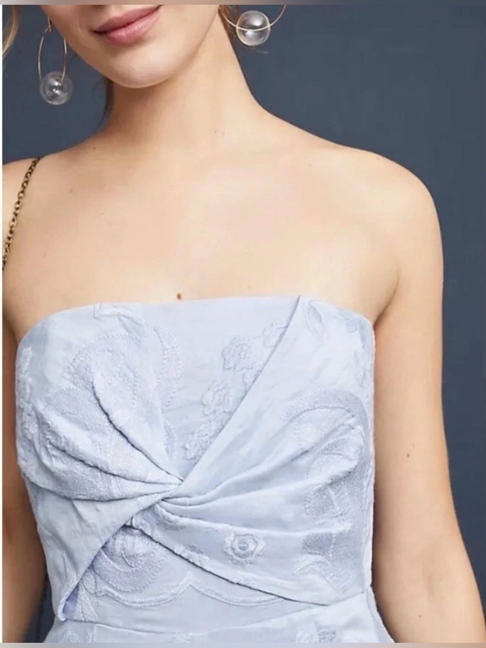 Anthropologie Aijek Natalia Embroidered Silk Linen Strapless Jumpsuit - Picture 3 of 16